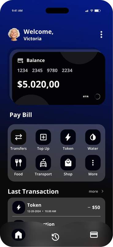 Bread banking app home screen