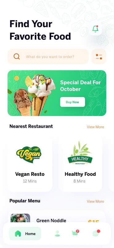 FoodNinja home screen with restaurants
